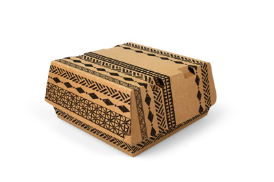 Hamburgerboxen maxi, karton 11,5 x 11 x 7 cm bruin/zwart "Maori"