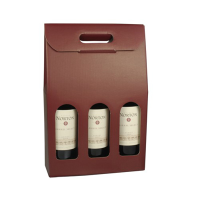Wijnkartons 37,5 cm x 25 cm x 9 cm bordeaux voor 3 flessen