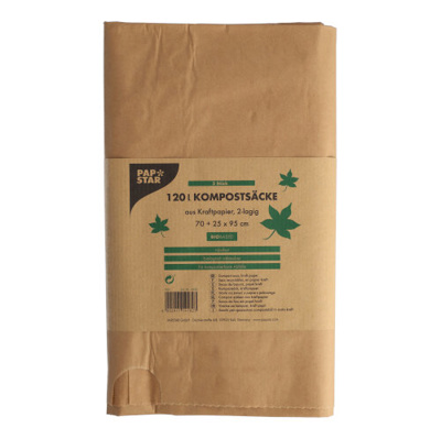 3 Compost zakken van papier 120 l 95 cm x 70 cm x 25 cm bruin , 2-laags