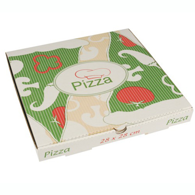 100 Pizzadozen, Cellulose "pure" hoekig 28 cm x 28 cm x 3 cm