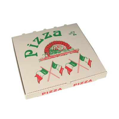 50 Pizzadozen, Cellulose hoekig 33 cm x 33 cm x 4 cm "Italienische Flagge"