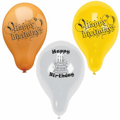 10 Ballonnen Ø 22 cm assorti kleuren "Happy Birthday"