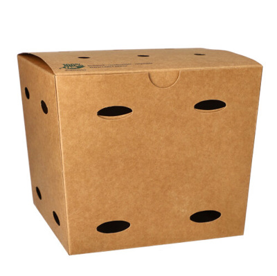 Frietboxen middel, karton 14,5x14,5x14 cm bruin "100% FAIR"