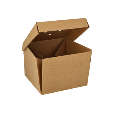 Hamburgerbox, karton van verse houtvezels "pure" 10 cm x 13 cm x 13 cm bruin vouwbaar, klein