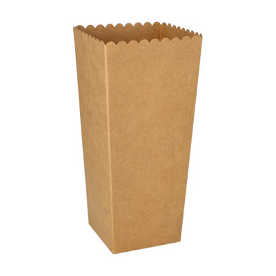 Popcorn-bakjes Karton "pure" hoekig 19,7 cm x 7 cm x 7 cm bruin small