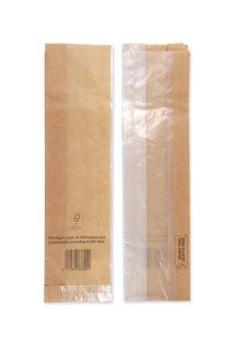 Papieren zakken bruin met evolution venster 11/2x3,5x43cm
