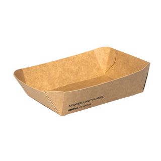 Snackbakjes vierkant, karton 11,5 x 11,5 x 3,8 cm bruin "Notpla"