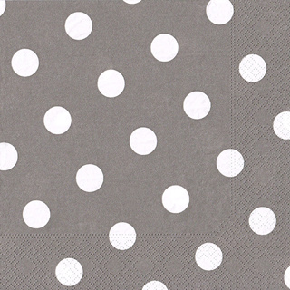 Servetten, 3-laags 1/4 vouw 40 cm x 40 cm grijs "Dots"
