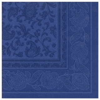 Servetten "ROYAL Collection" 1/4 vouw 40 cm x 40 cm donkerblauw "Ornaments"