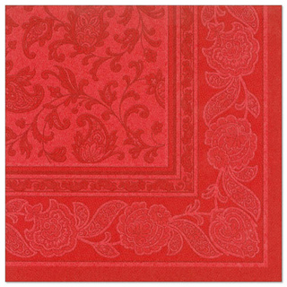 Servetten "ROYAL Collection" 1/4 vouw 40 cm x 40 cm rood "Ornaments"