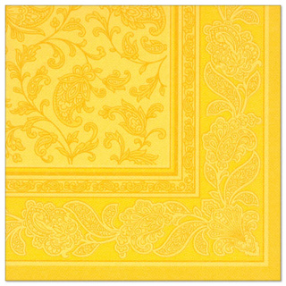 Servetten "ROYAL Collection" 1/4 vouw 40 cm x 40 cm geel "Ornaments"