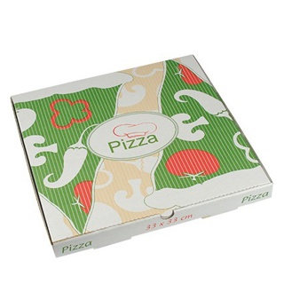 Pizzadozen, Cellulose "pure" hoekig 33 cm x 33 cm x 3 cm