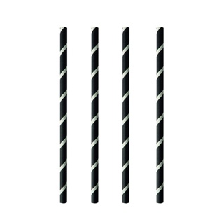 Shake rietjes, papier Ø 8 mm · 20 cm zwart/wit "Stripes"