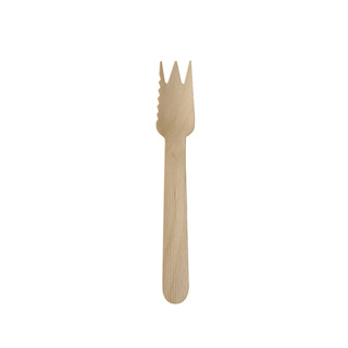 Gebak en snackvork, hout "pure" 14 cm met snijrand