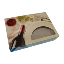 Cateringdozen, karton 46,4 x 31,3 x 8 cm wit met bedrukking "Bordeaux"