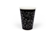 Milkshakebekers 400 ml (16 oz), karton Ø 9,2 x 12,6 cm wit/zwart "Sealy"