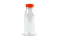 Flessen met dop 250 ml, A-PET transparant / oranje