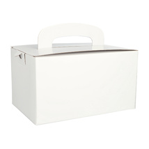 Lunch Boxen, Pappe hoekig 12,5 cm x 15,5 cm x 22,5 cm wit met handvaten