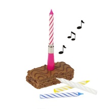 Muziekkaars 12 cm assorti kleuren "Happy Birthday" met 3 extra kaarsen
