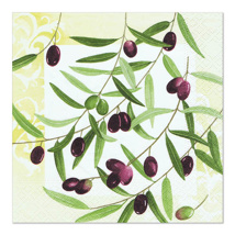 Servetten, 3-laags 1/4 vouw 33 cm x 33 cm "Olive Twig"