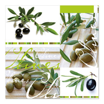 Servetten, 3-laags "Design Edition" 1/4 vouw 33 cm x 33 cm "Olives"