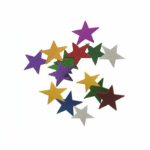 Strooidecoratie, folie Ø 1 cm assorti kleuren "Stars" 20 gr.