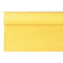 Tafelkleed papier met damastprint 6 m x 1,2 m geel