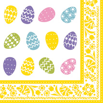 Servetten, 3-laags 1/4 vouw 40 cm x 40 cm "Coloured Eggs"