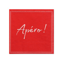 Servetten, 3-laags 1/4 vouw 25 cm x 25 cm rood "Apero"