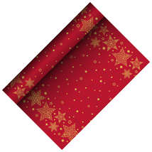 Tafellopers, Airlaid 3 m x 40 cm rood "Christmas Shine"