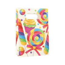 Partyzakjes, papier 21 cm x 14 cm x 5 cm assorti kleuren "Candies" met greep