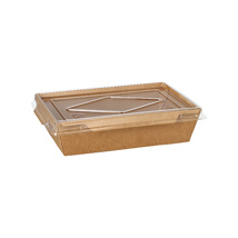 25 Saladeschalen, Karton hoekig 500 ml 3,8 cm x 16,7 cm x 11,3 cm bruin met deksel