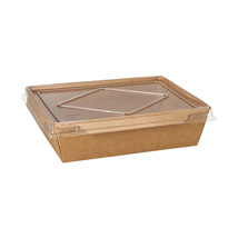 25 Saladeschalen, Karton hoekig 900 ml 4,9 cm x 18,8 cm x 14,7 cm bruin met deksel