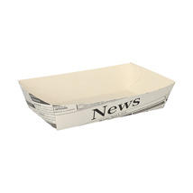 Patatbakje, karton van verse houtvezels 3,8 cm x 8,5 cm x 15,5 cm wit "Newsprint"