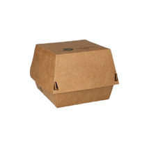 Hamburgerboxen klein, karton 9x9x7,8 cm bruin "100% FAIR"