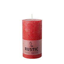 Cylinderkaarsen Ø 68 mm · 130 mm rood "Rustiek" volledig gekleurd