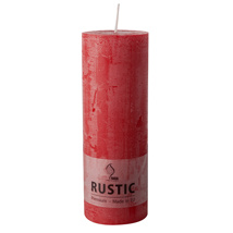 Cylinderkaarsen Ø 68 mm · 190 mm rood "Rustiek" volledig gekleurd