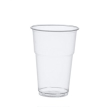 50 Drinkbekers voor koude dranken, PLA 0,4 l Ø 9,5 cm · 13,2 cm glashelder met schuimkraag