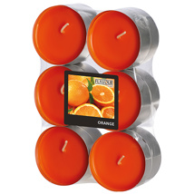 Geurtheelichten maxi "Flavour by GALA" Ø 58 mm · 24 mm oranje - Sinaasappel