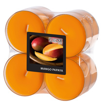 Geurtheelichten maxi "Flavour by GALA" Ø 59 mm · 24 mm perzik - Mango-Papaya in behuizing van poly