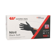 Handschoenen "WORK-INN/PS" Nitril poedervrij "Black Soft" zwart M
