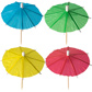 144 Decoprikkers 10 cm assorti kleuren "Parapluutjes, uni"