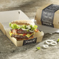 Hamburgerbox, karton van verse houtvezels "pure" 7 cm x 12,5 cm x 12,5 cm "Good Food" groot