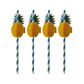 Drinkrietjes, papier Ø 6 mm · 20 cm blauw/wit "Pineapple"